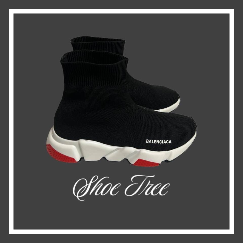 Balenciaga Speed Trainer Knit Sneakers Women Size 5 Sock Sneaker Red Black